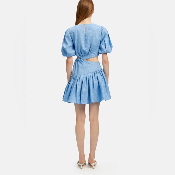 Bardot | Mimi Linen Mini Dress in Cornflower - Picture 4 of 7
